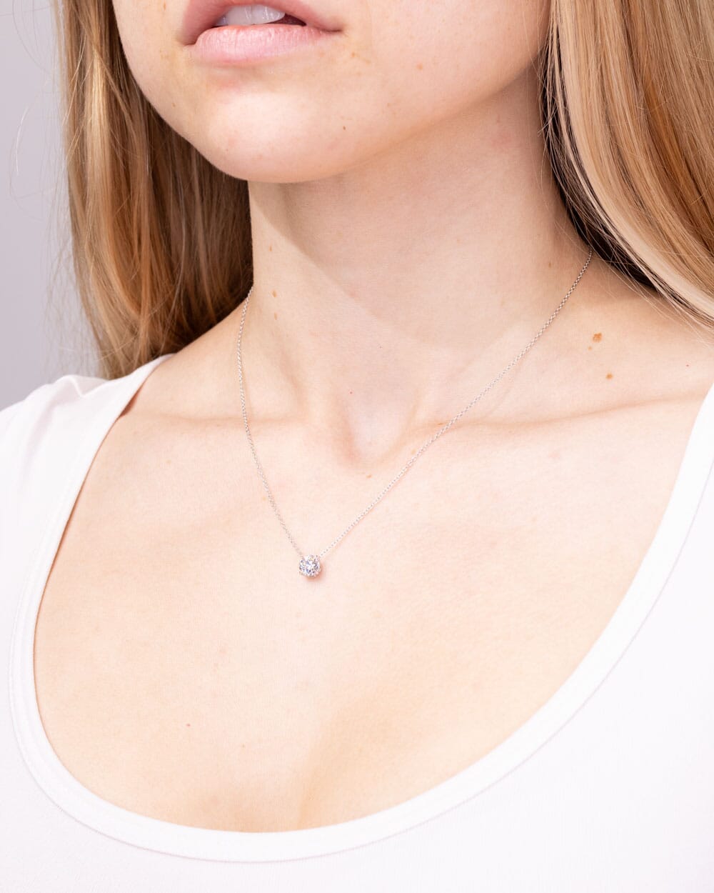 0.5CT Round Moissanite Solitaire Necklace - farrellouise