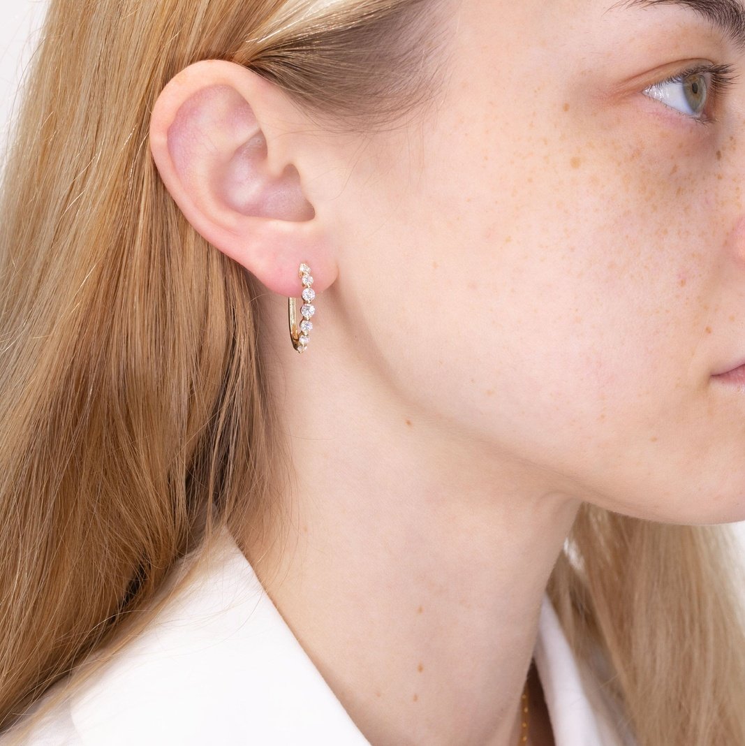 1.86 TCW Round Moissanite Hoop Earrings - farrellouise