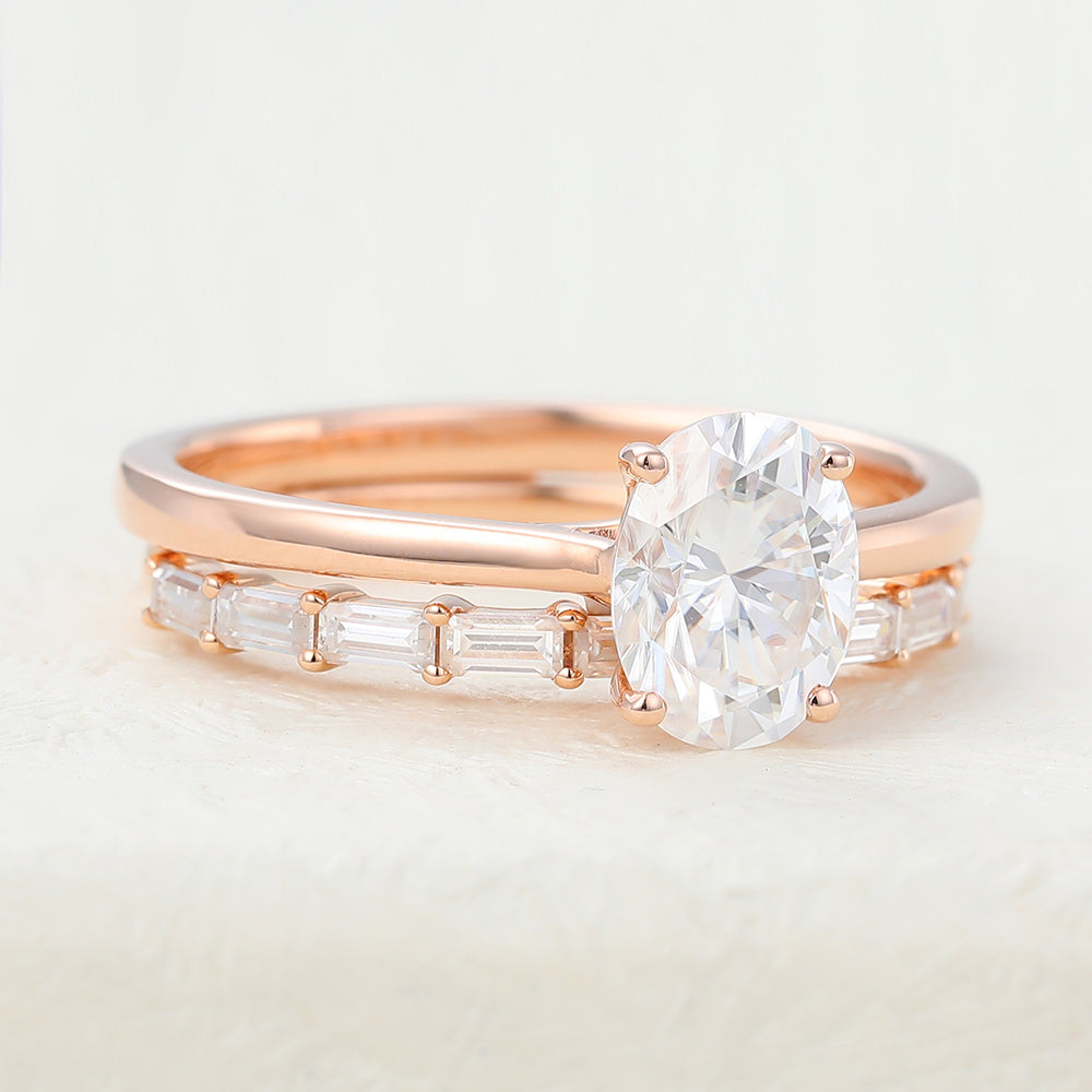 2.0 CT Oval Moissanite Solitaire Bridal Ring Set - farrellouise