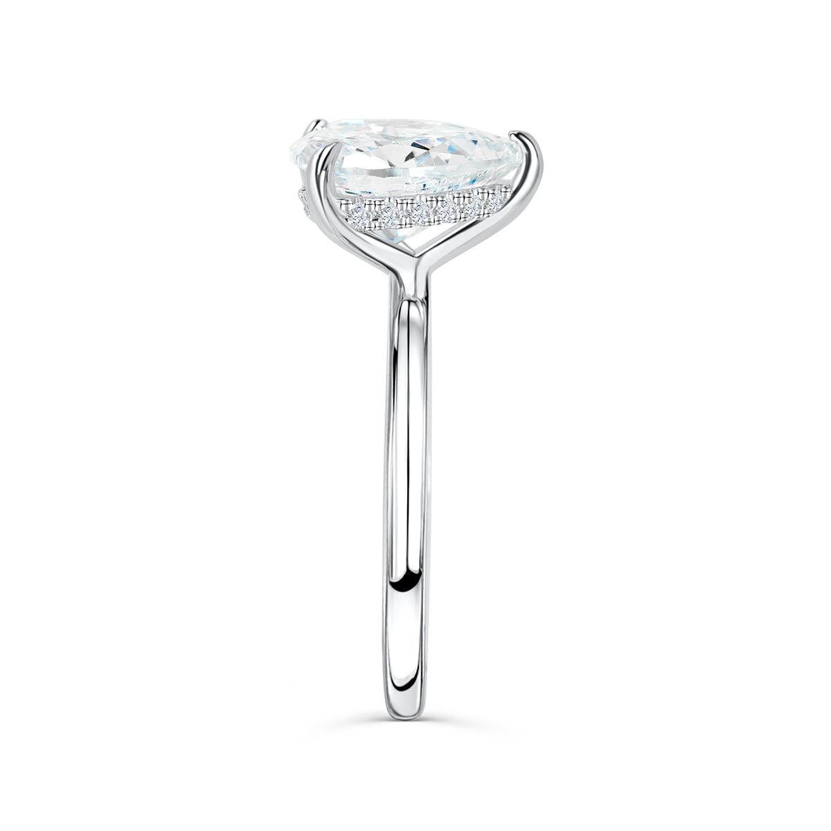 3.0 CT Pear Moissanite Hidden Halo Engagement Ring - farrellouise