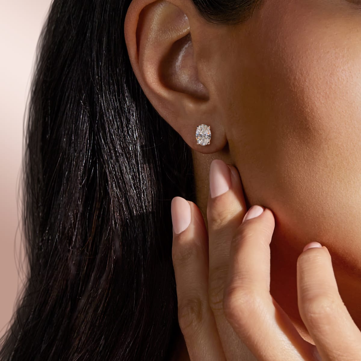 0.50 TCW-1.0 TCW Oval Cut Moissanite Solitaire Stud Earrings - farrellouise