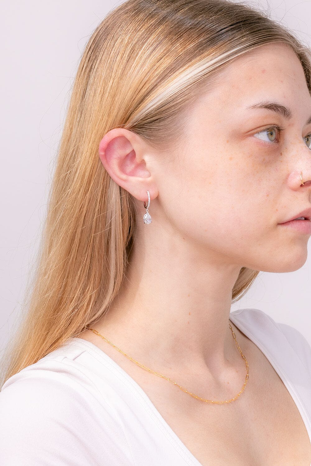 2.0 TCW Pear Moissanite Drop Hoops Earrings - farrellouise