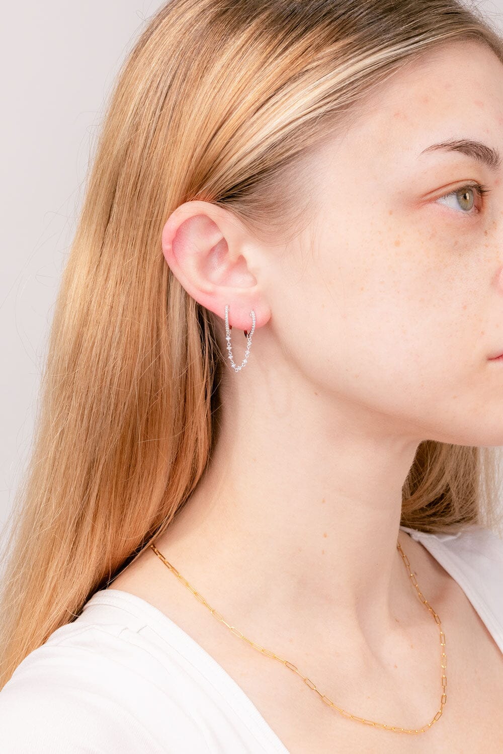 0.28 TCW Moissanite Chain Hoop Earrings - farrellouise