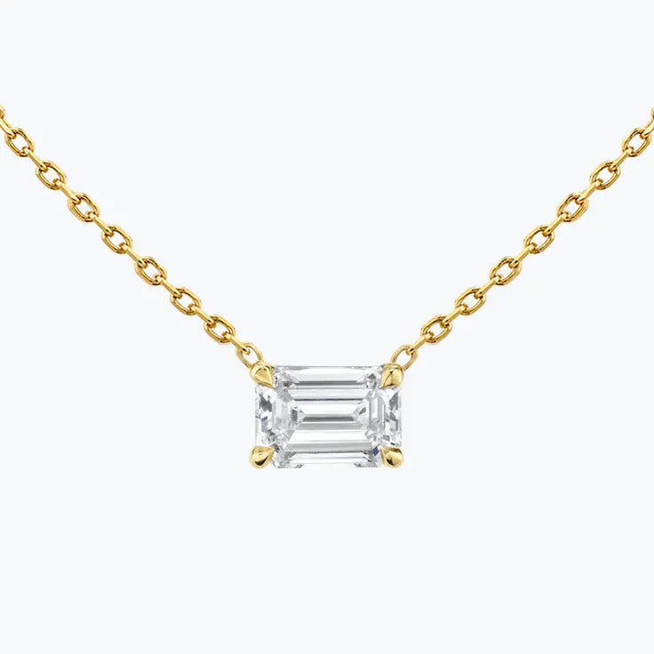 0.25-1.0 CT Emerald Moissanite Diamond Solitaire Necklace - farrellouise