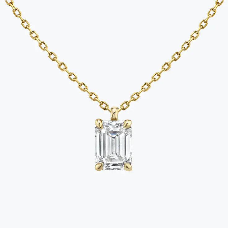 0.25-1.0ct Emerald Cut Solitaire Moissanite Diamond Necklace - farrellouise