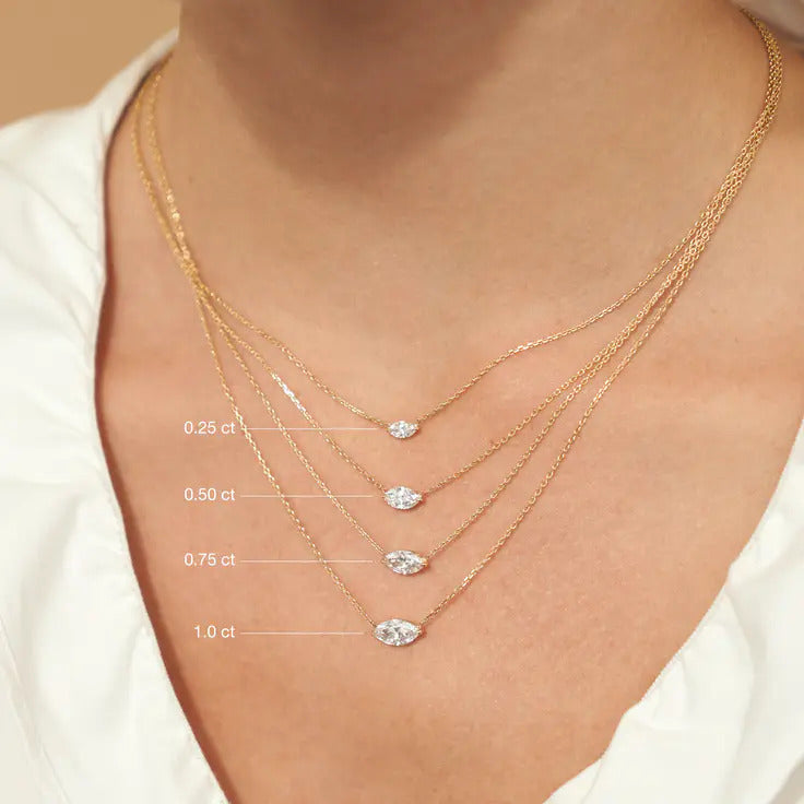 0.25-1.0 CT Marquise Moissanite Diamond Solitaire Necklace - farrellouise