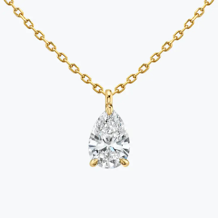 0.25-1.0ct Pear Cut Solitaire Moissanite Diamond Necklace - farrellouise