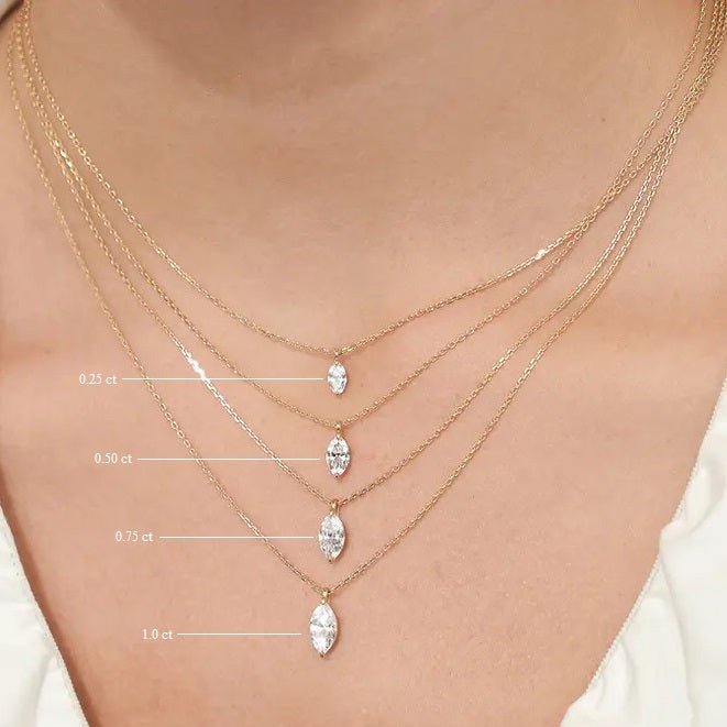 0.25-1.0 CT Marquise Moissanite Diamond Solitaire Necklace - farrellouise