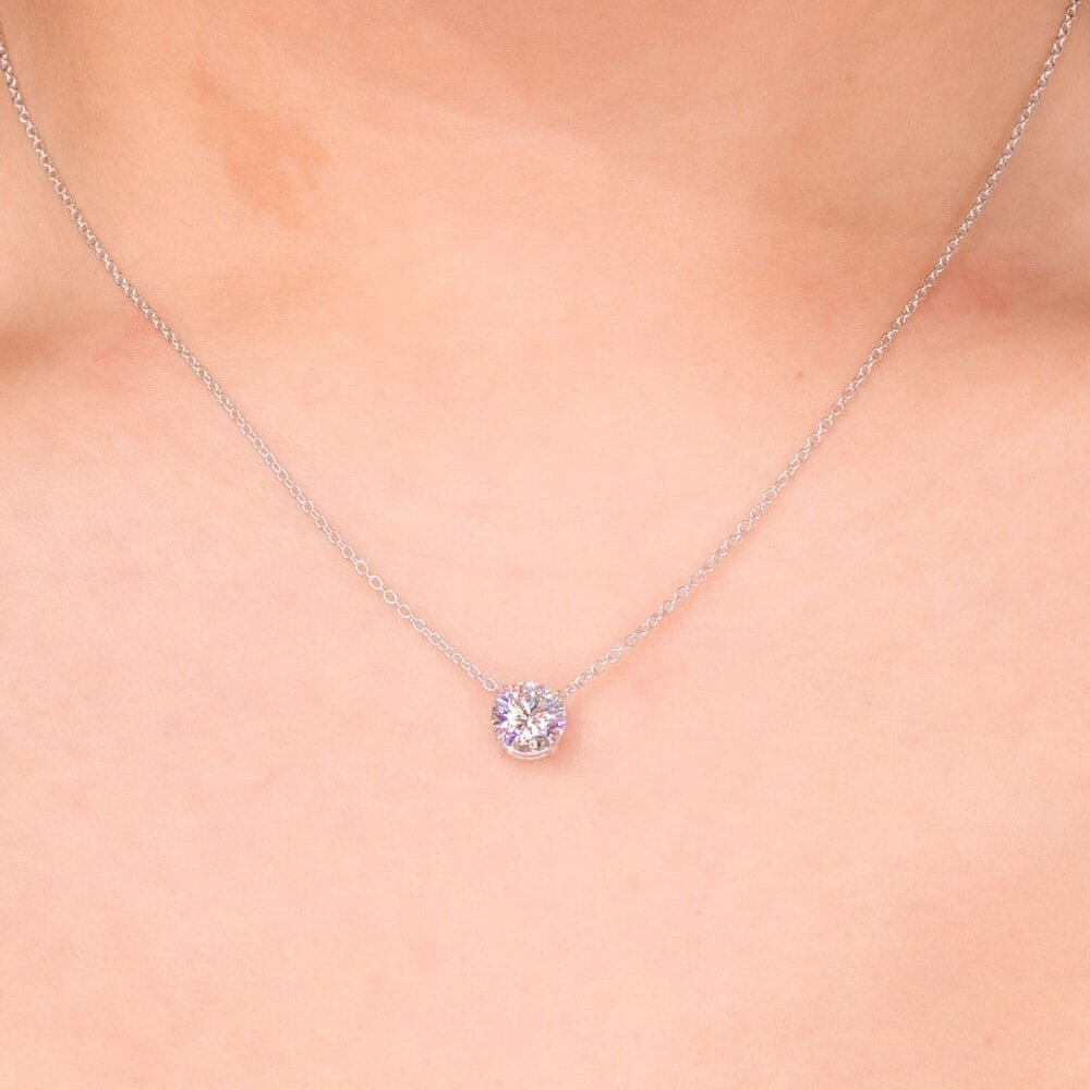 1.61 CT Round Moissanite Solitaire Necklace - farrellouise