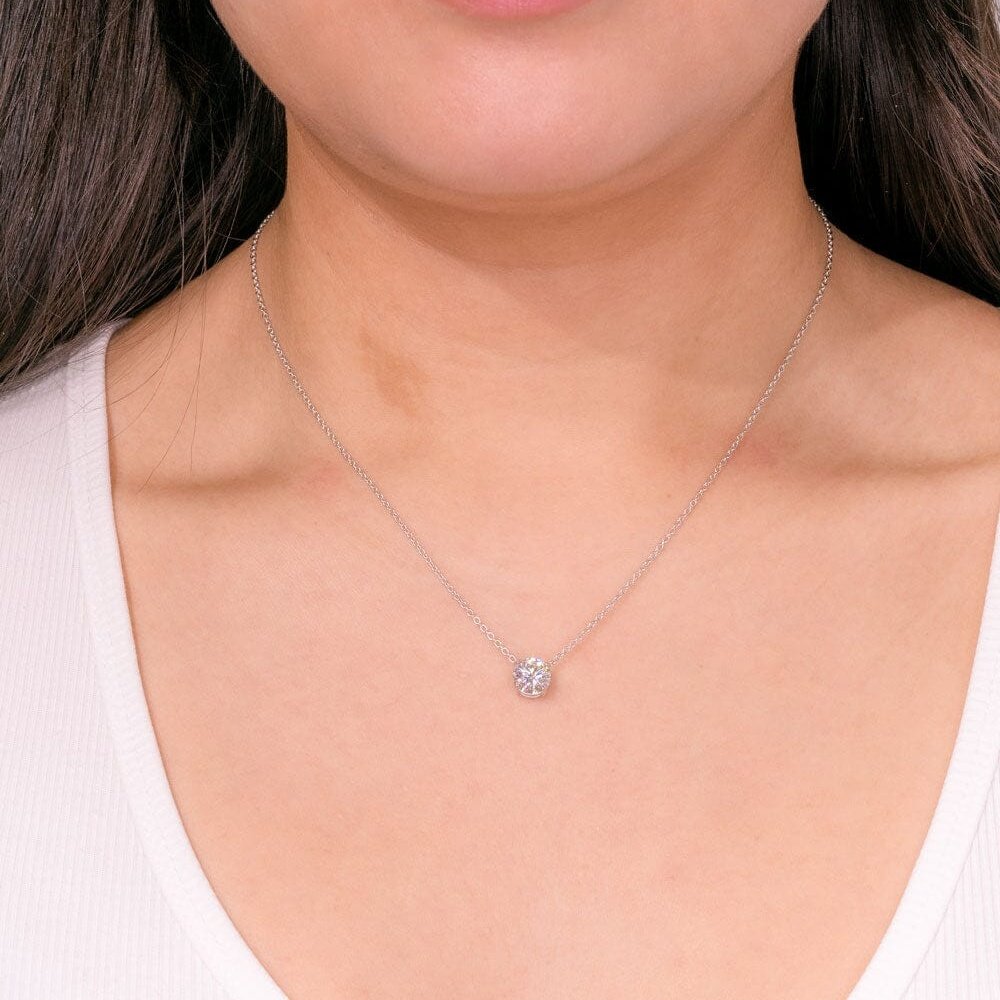 1.61 CT Round Moissanite Solitaire Necklace - farrellouise