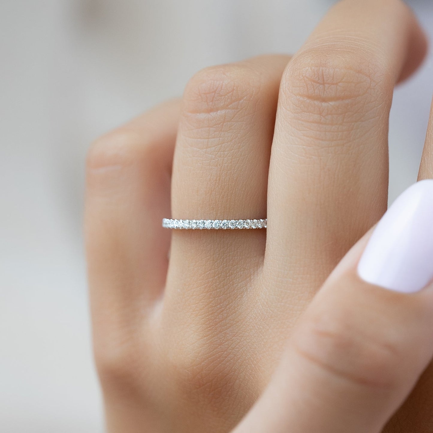 0.15 TCW Round Moissanite Full Eternity Wedding Band - farrellouise