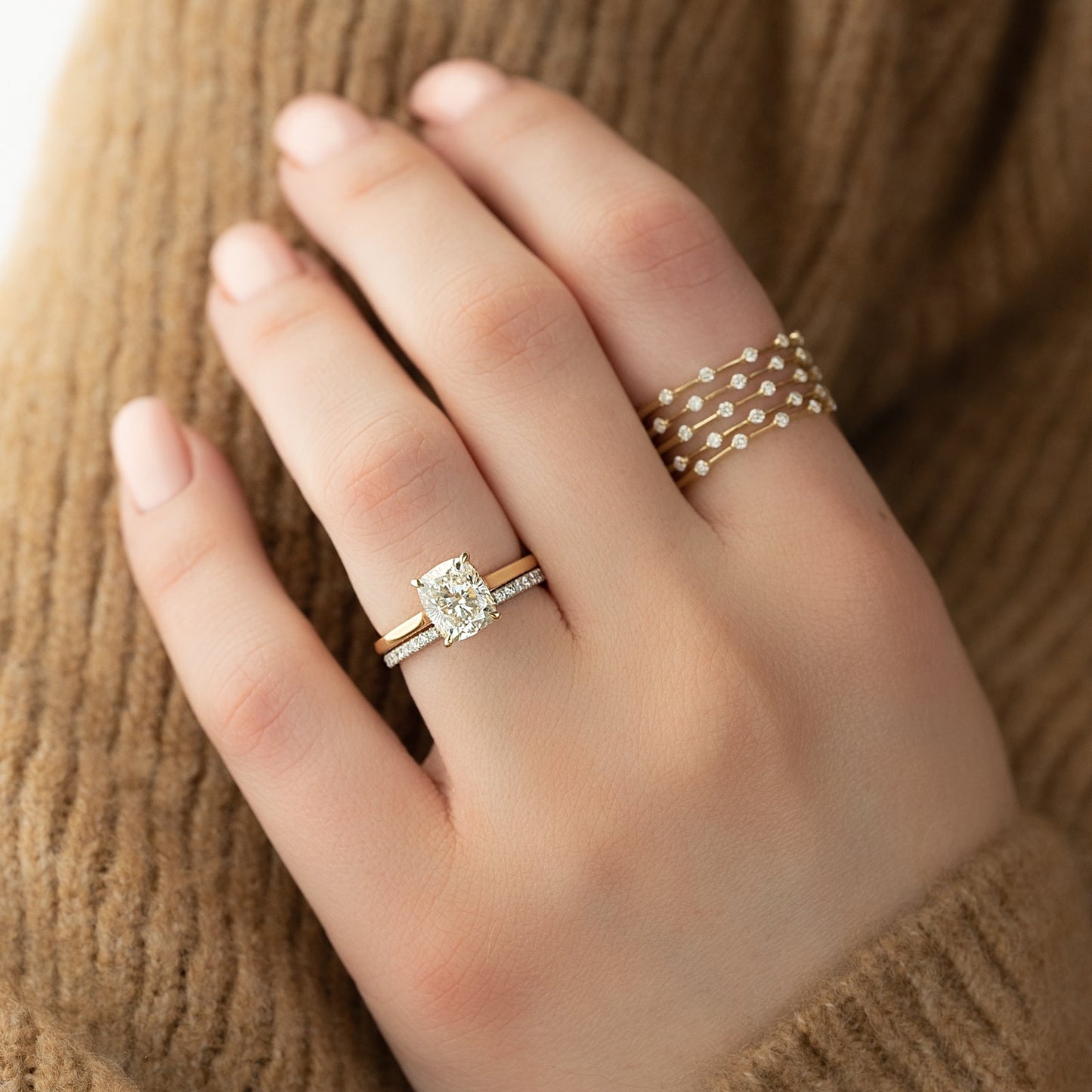 0.15 TCW Round Moissanite Full Eternity Wedding Band - farrellouise