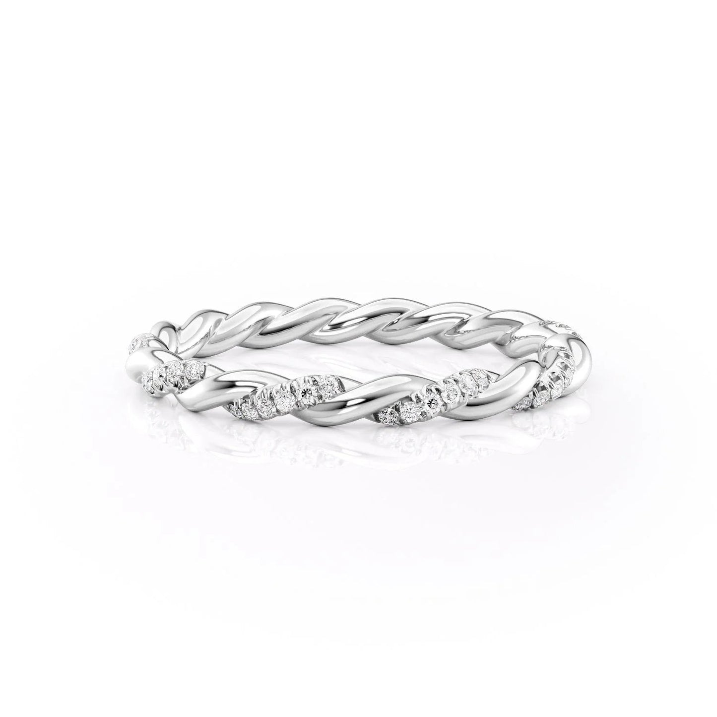 0.05 TCW Round Moissanite Twisted Wedding Band - farrellouise
