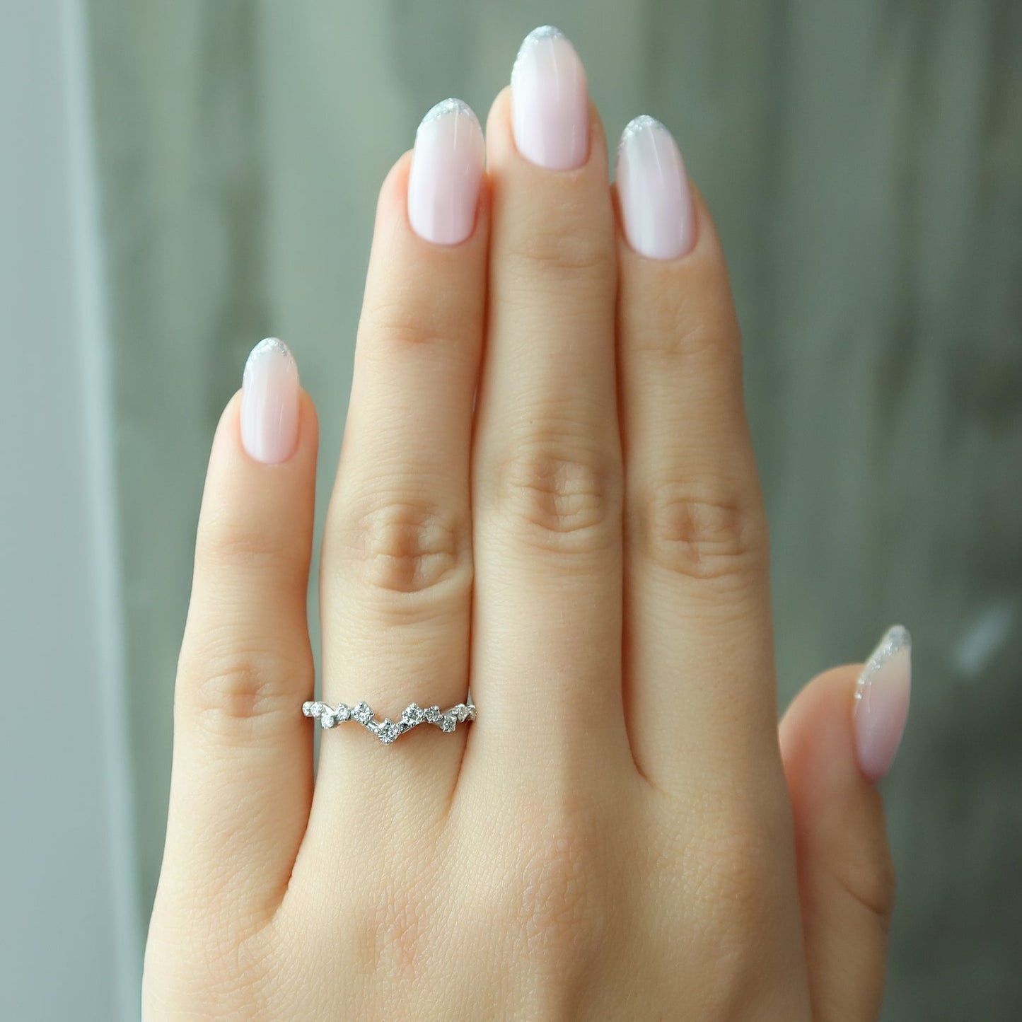 0.20 TCW Round Moissanite Curved Wedding Band - farrellouise