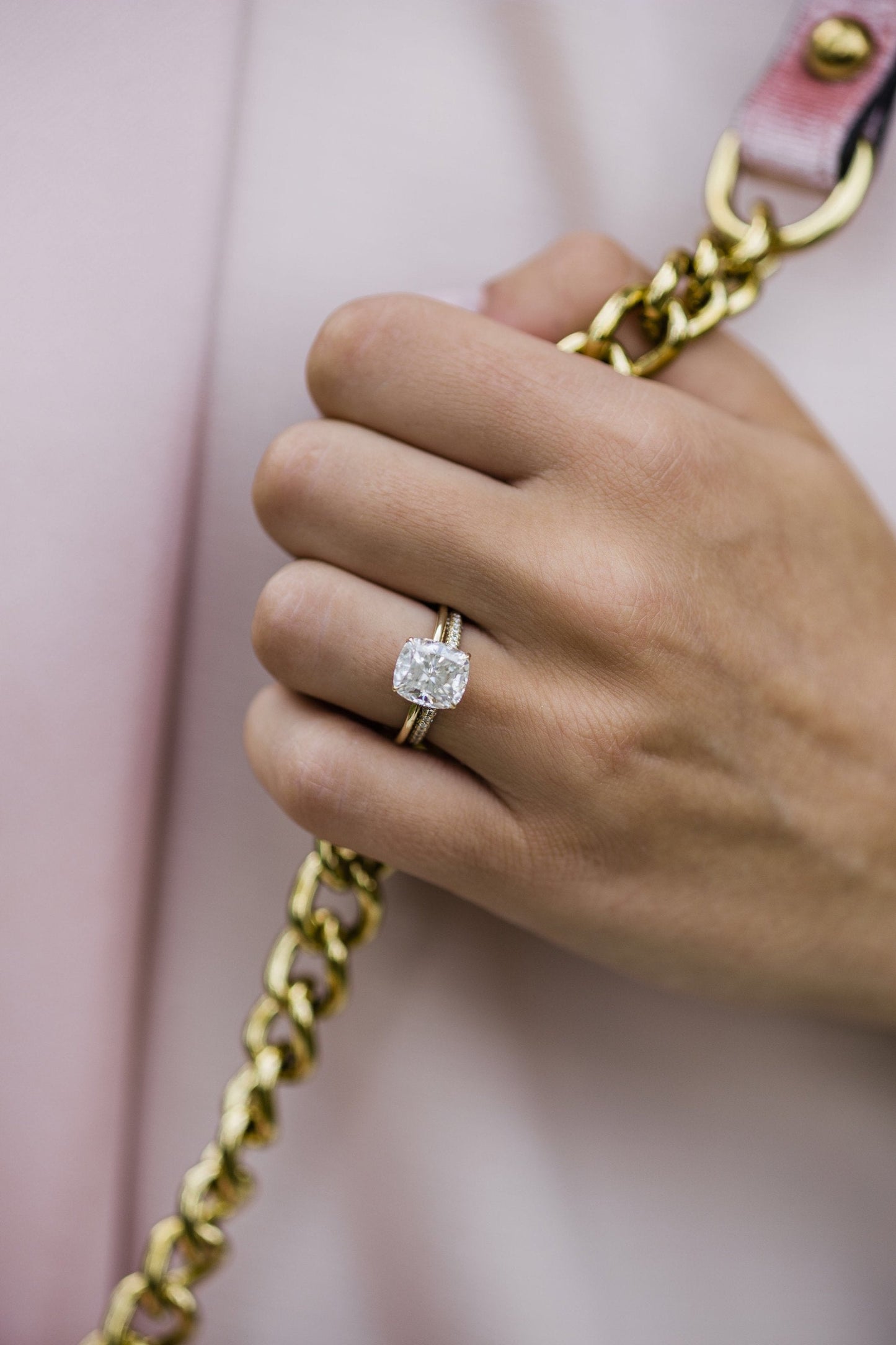 3.0 CT Cushion Solitaire Hidden Halo Moissanite Engagement Ring - farrellouise