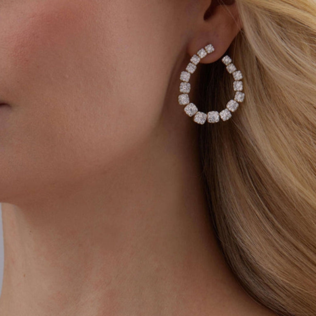 3.81 TCW Round Moissanite Diamond Hoop Earrings