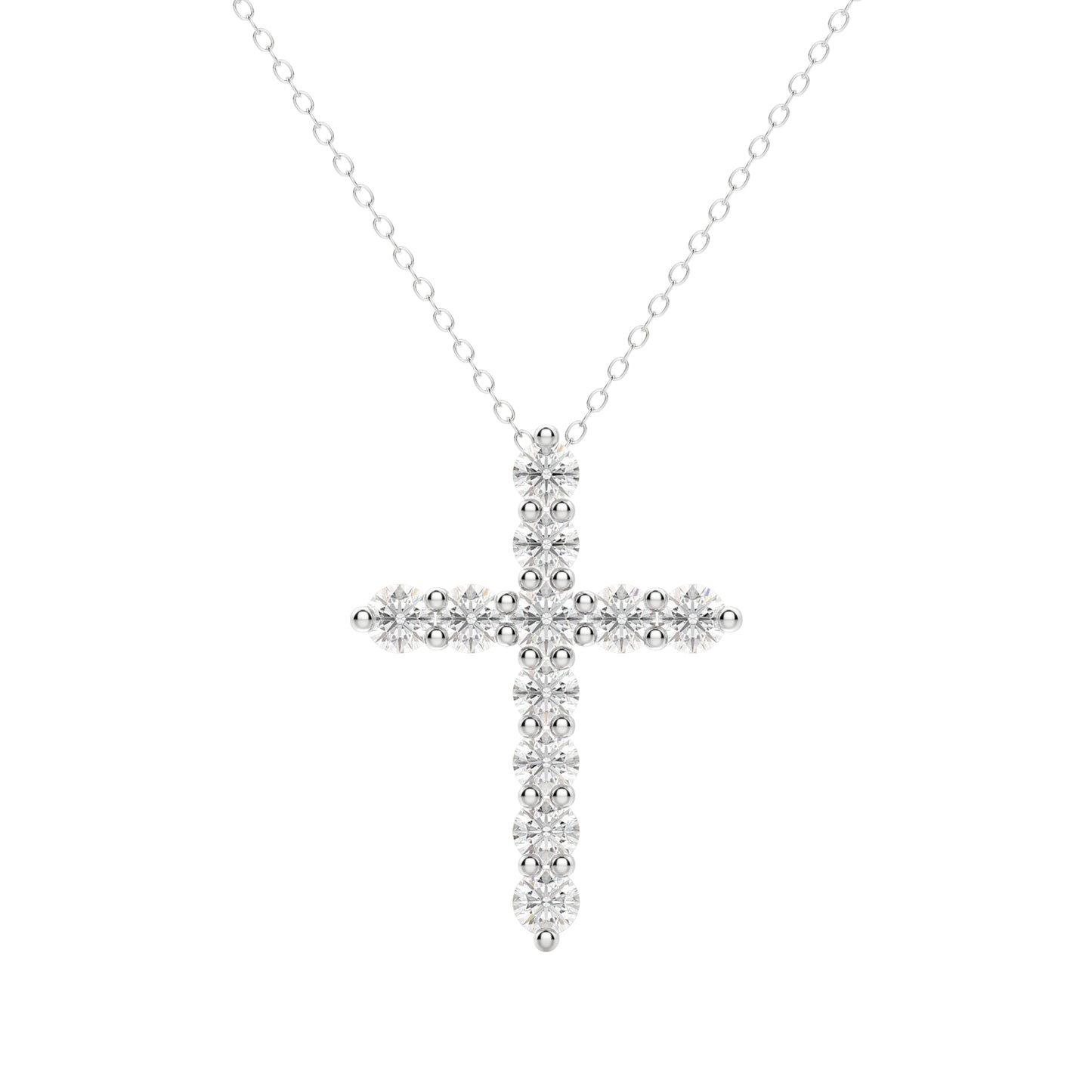 0.17 CT Round Cut Cross Pendant Moissanite Diamond Necklace - farrellouise