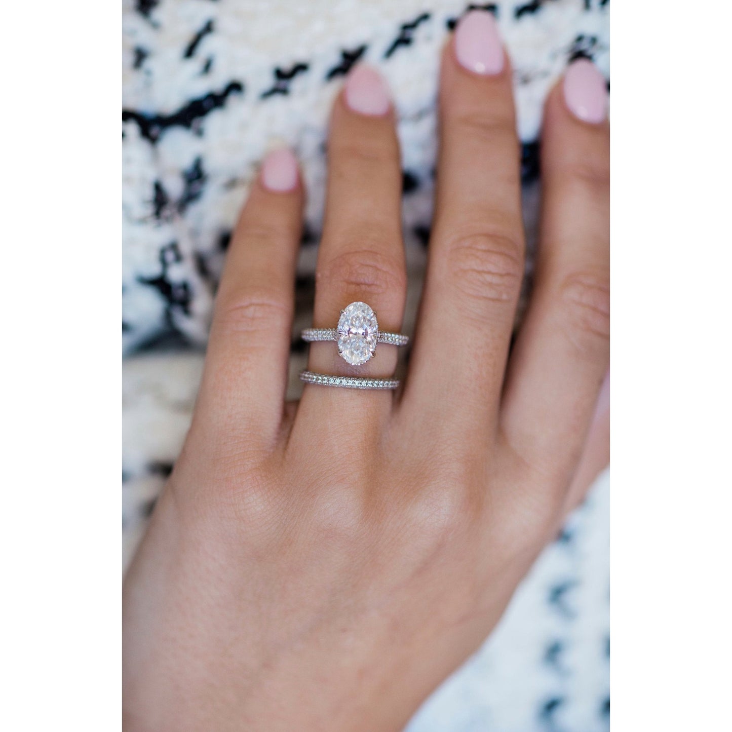 3.0 CT Oval Solitaire Hidden Halo & Pave Moissanite Engagement Ring - farrellouise