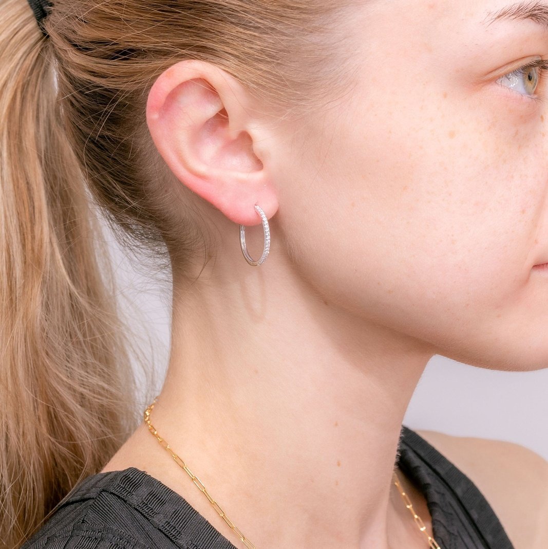 0.42 TCW Round Moissanite Hoop Earrings - farrellouise