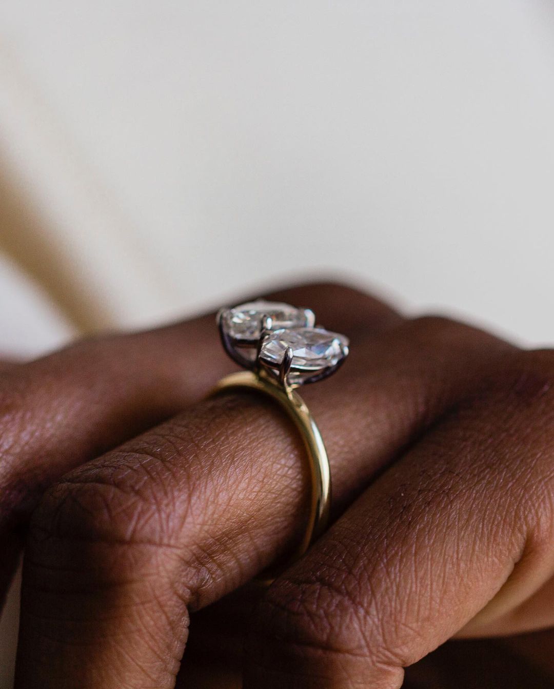 3.45 CT Pear & Marquise Two Stone Moissanite Engagement Ring - farrellouise
