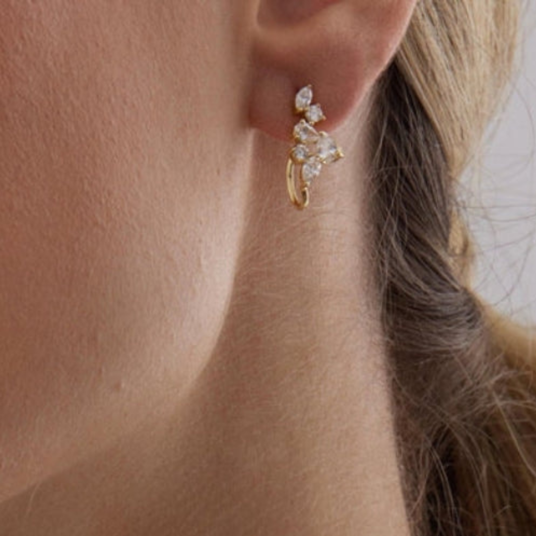 1.34 TCW Pear, Round & Marquise Moissanite Diamond Ear Jacket Earrings