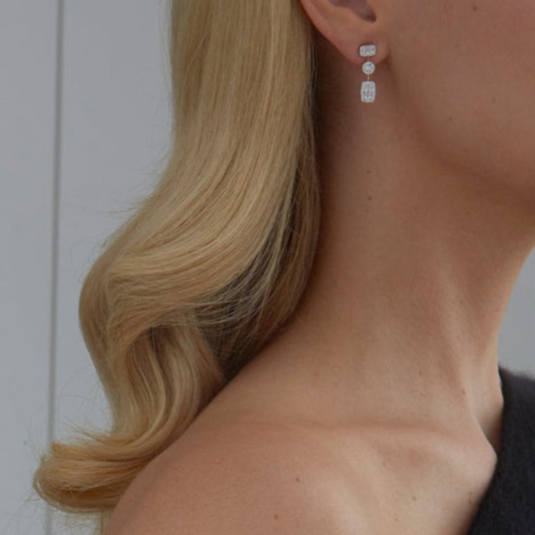 1.64 TCW Round Moissanite Diamond Cluster Earrings