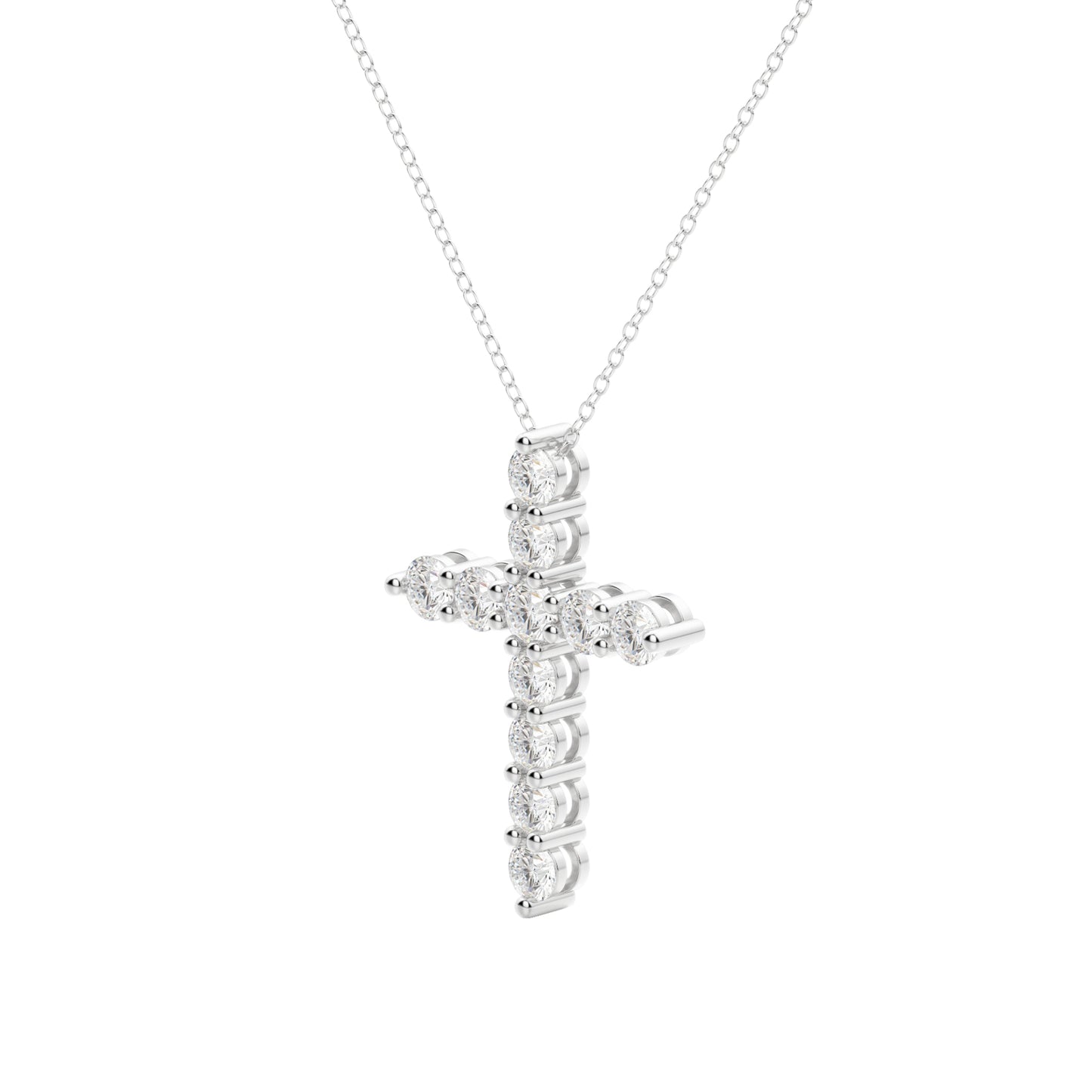 0.17 CT Round Cut Cross Pendant Moissanite Diamond Necklace - farrellouise
