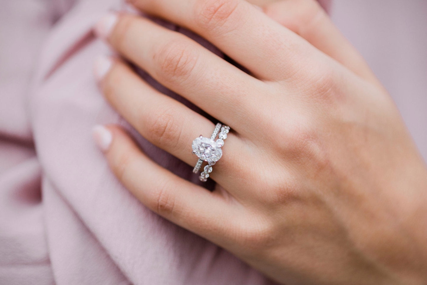 3.0 CT Oval Solitaire Hidden Halo & Pave Moissanite Engagement Ring - farrellouise
