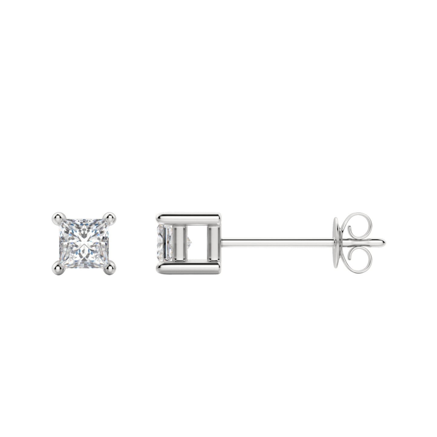 0.50 TCW-1.0 TCW Princess Cut Moissanite Solitaire Stud Earrings - farrellouise