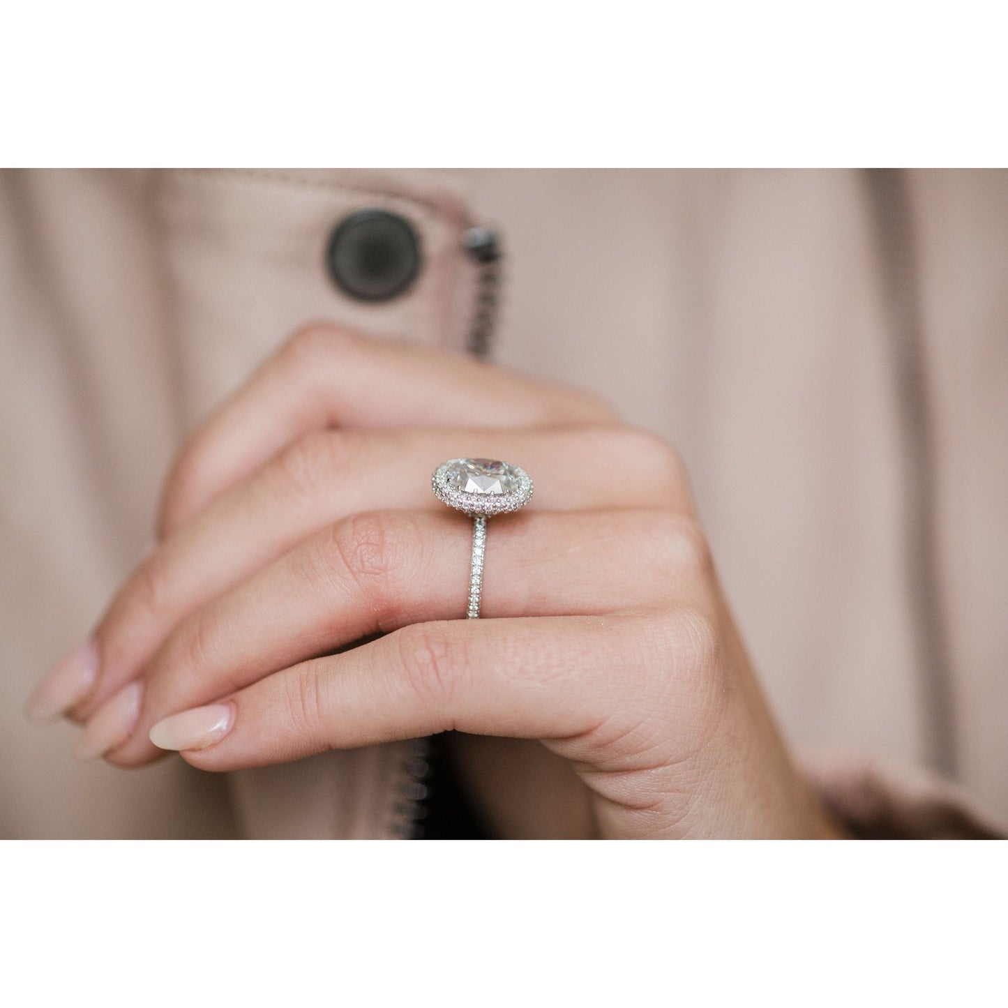 3.60 CT Cushion Halo & Pave Moissanite Engagement Ring - farrellouise