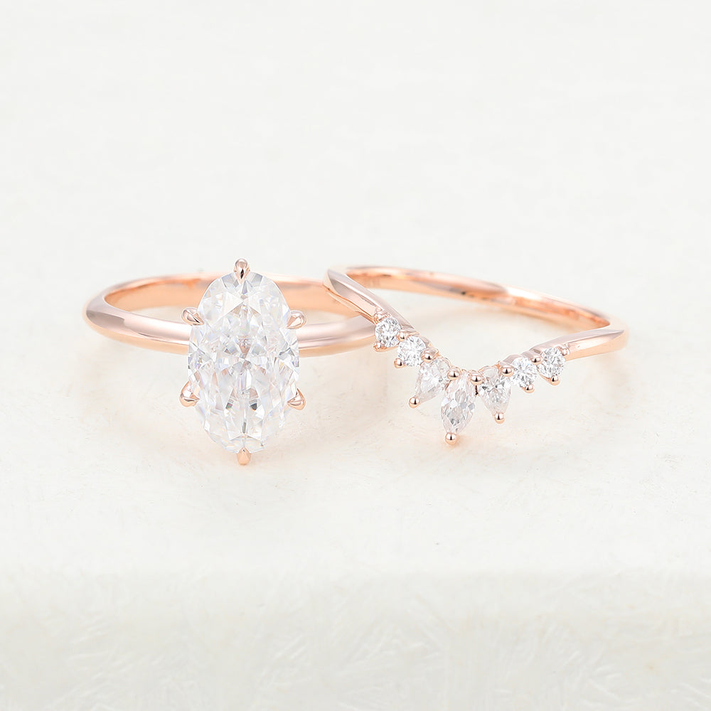 2.50 CT Oval Moissanite Solitaire Bridal Ring Set - farrellouise