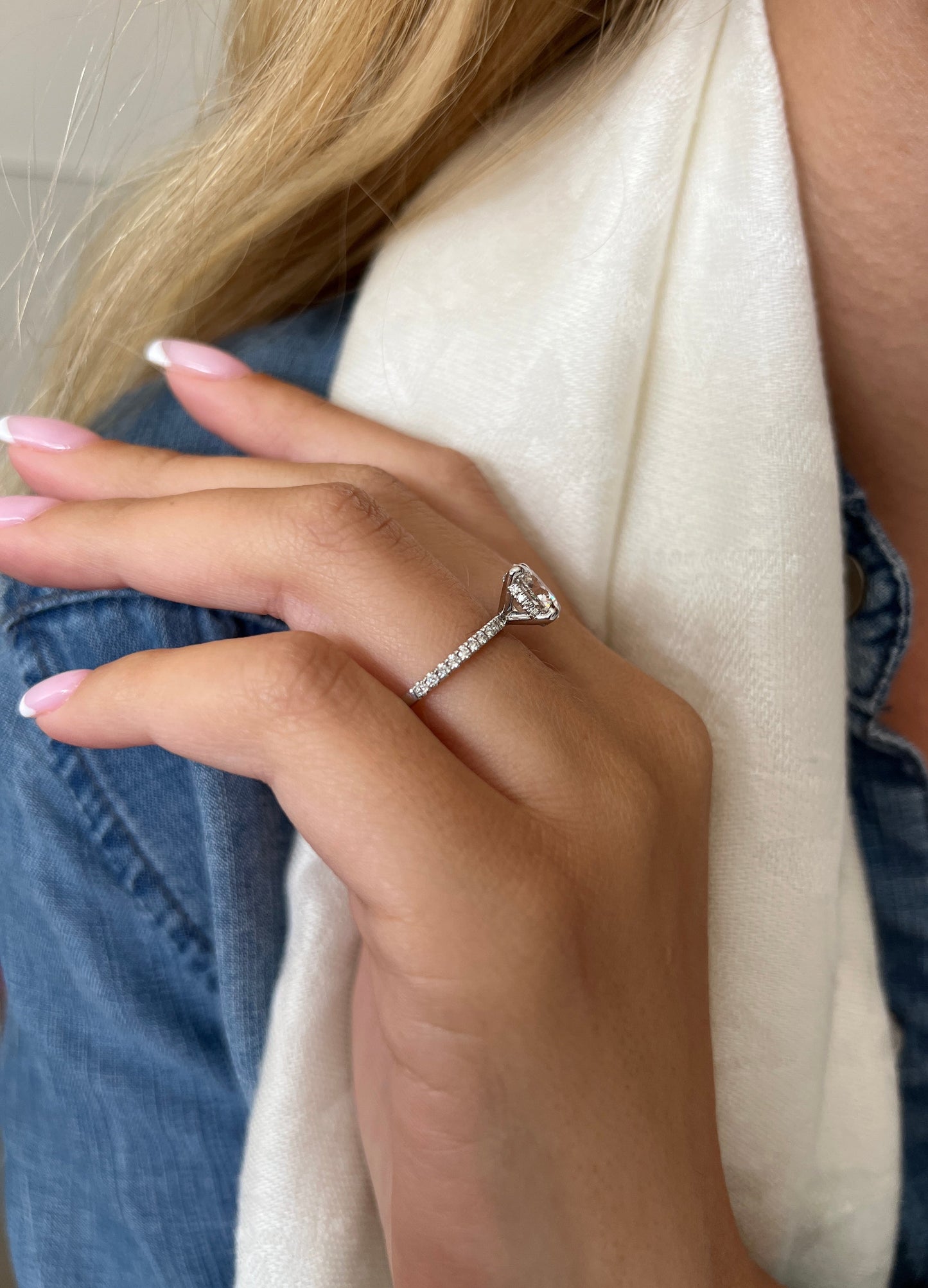 2.0 CT Round Moissanite Hidden Halo & Pave Setting Engagement Ring