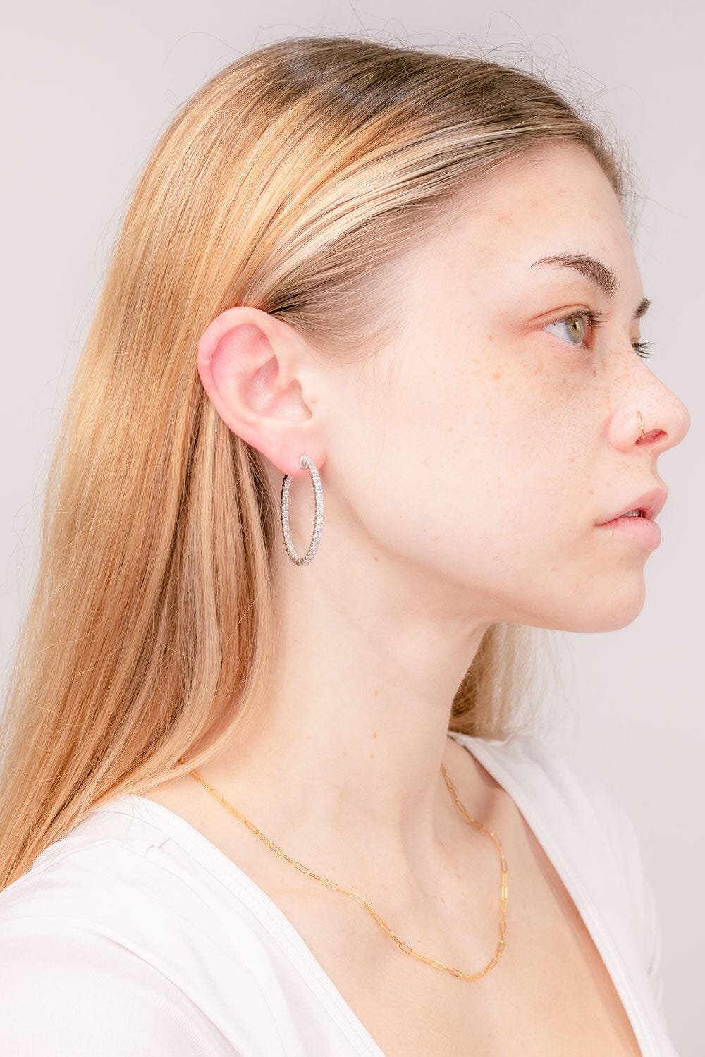 3.0TCW Round Moissanite Inside & Outside Hoops Earrings - farrellouise