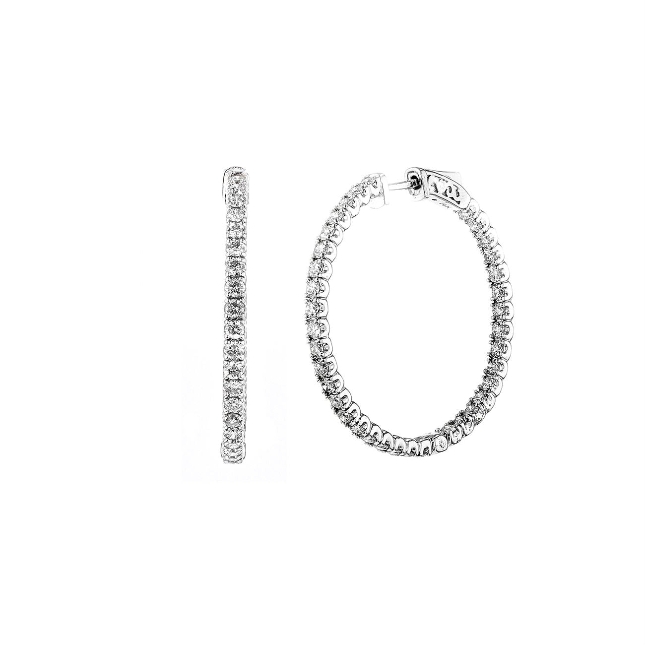 3.0TCW Round Moissanite Inside & Outside Hoops Earrings - farrellouise