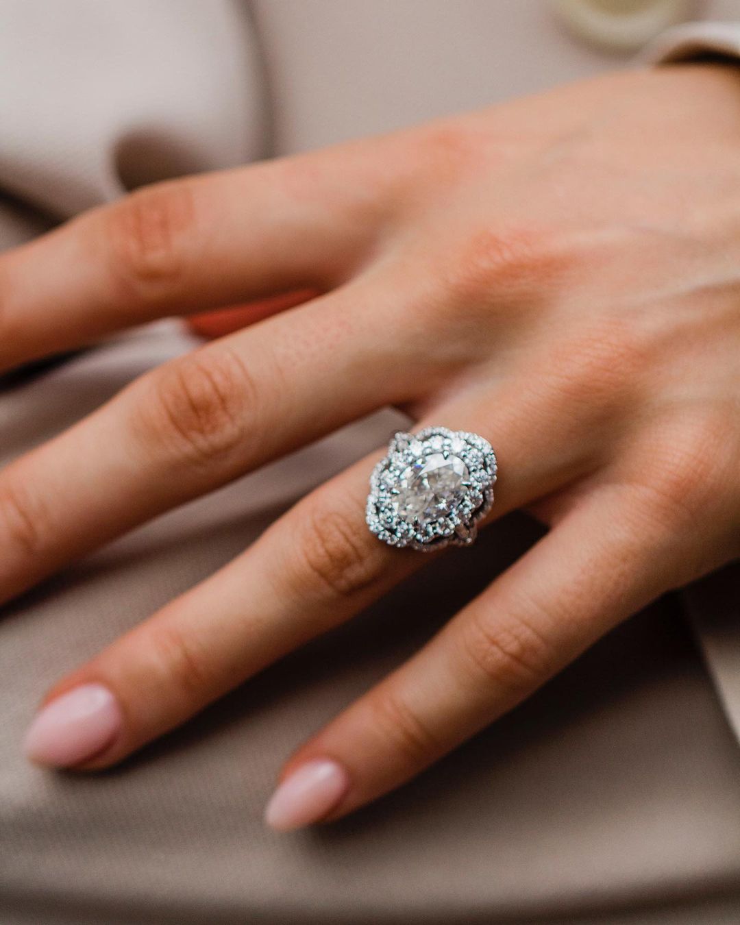 4.10 CT Oval Halo Art Deco Moissanite Engagement Ring - farrellouise