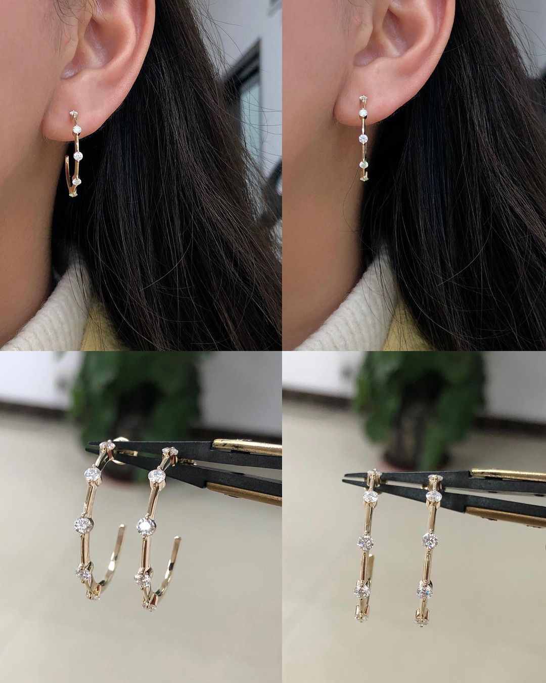 0.24 TCW Round Cut Moissanite Open Hoop Earrings - farrellouise