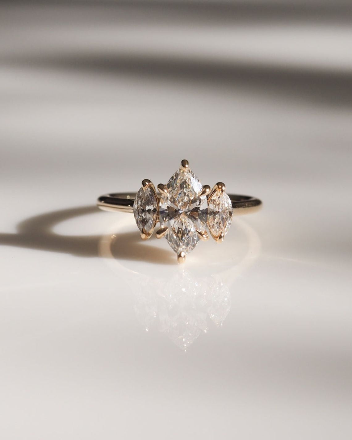 1.0 CT Marquise Moissanite Three Stone Style Engagement Ring - farrellouise