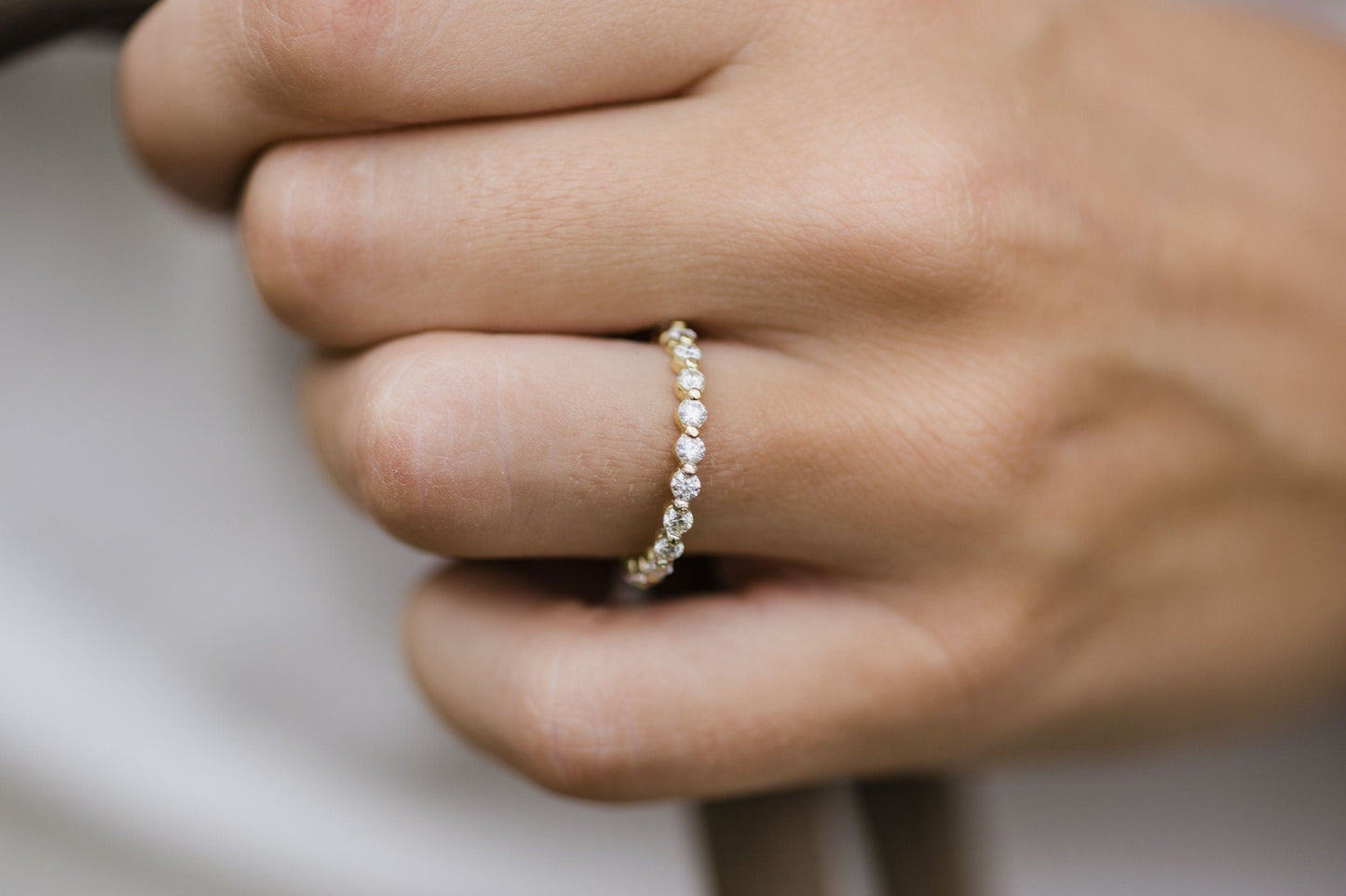 0.70 TCW Round Bubble Prong Moissanite Wedding Band - farrellouise