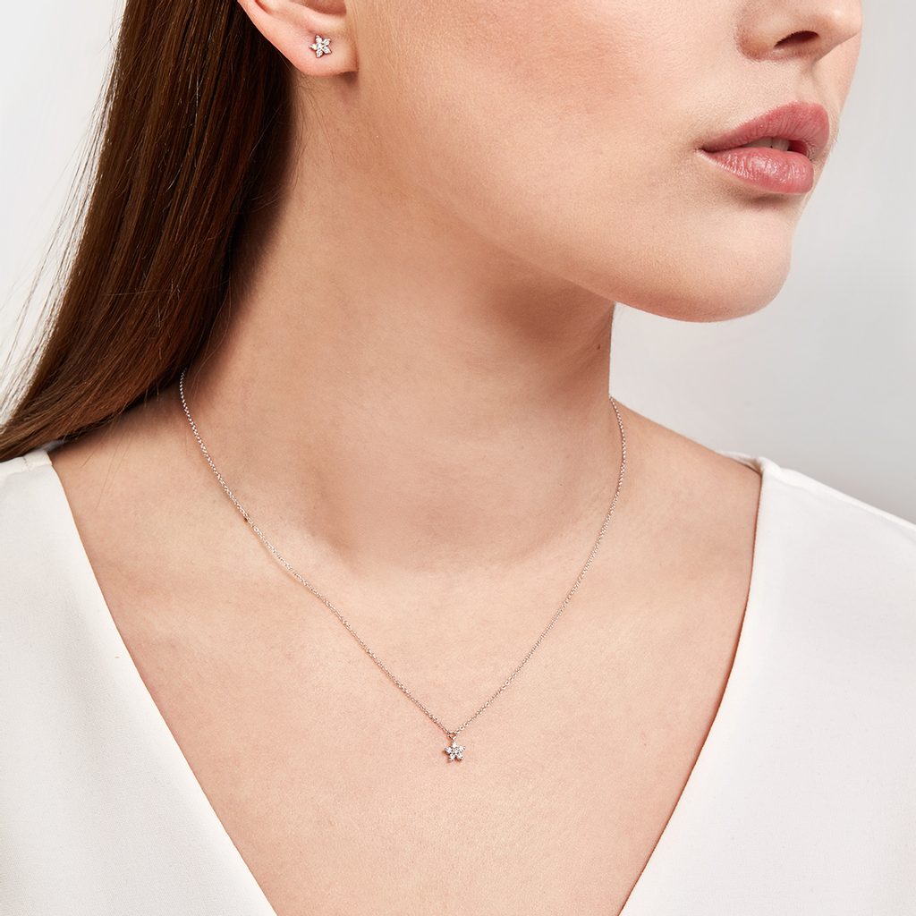 0.10 TCW Round Moissanite Diamond Star Pendent Necklace - farrellouise