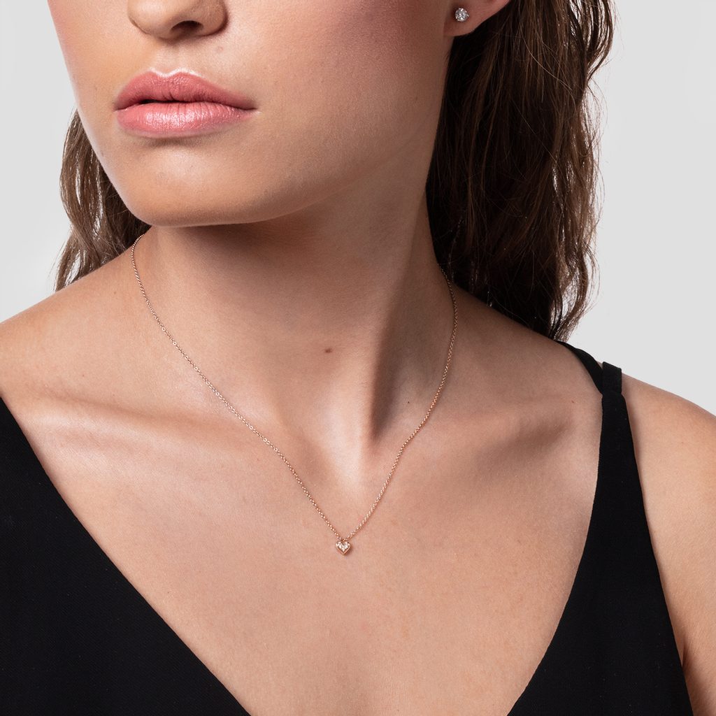 0.60 TCW Round Moissanite Diamond Heart Shaped Pendent Necklace - farrellouise