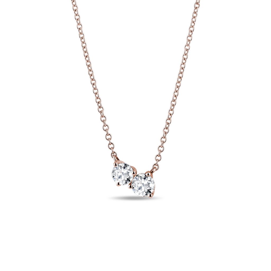 0.35 TCW Round Moissanite Diamond Two Stones Pendent Necklace - farrellouise
