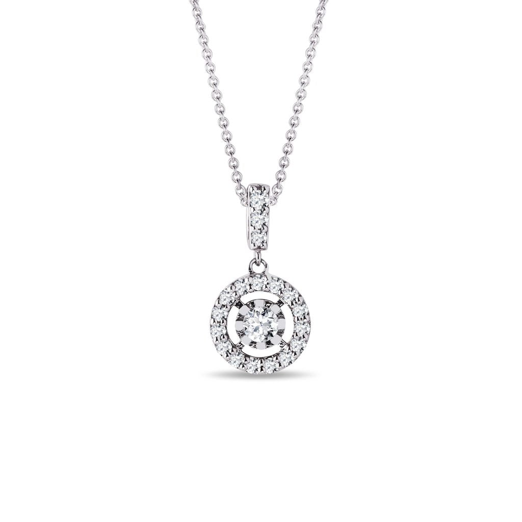 0.34 TCW Round Moissanite Diamond Halo Pendent Necklace - farrellouise