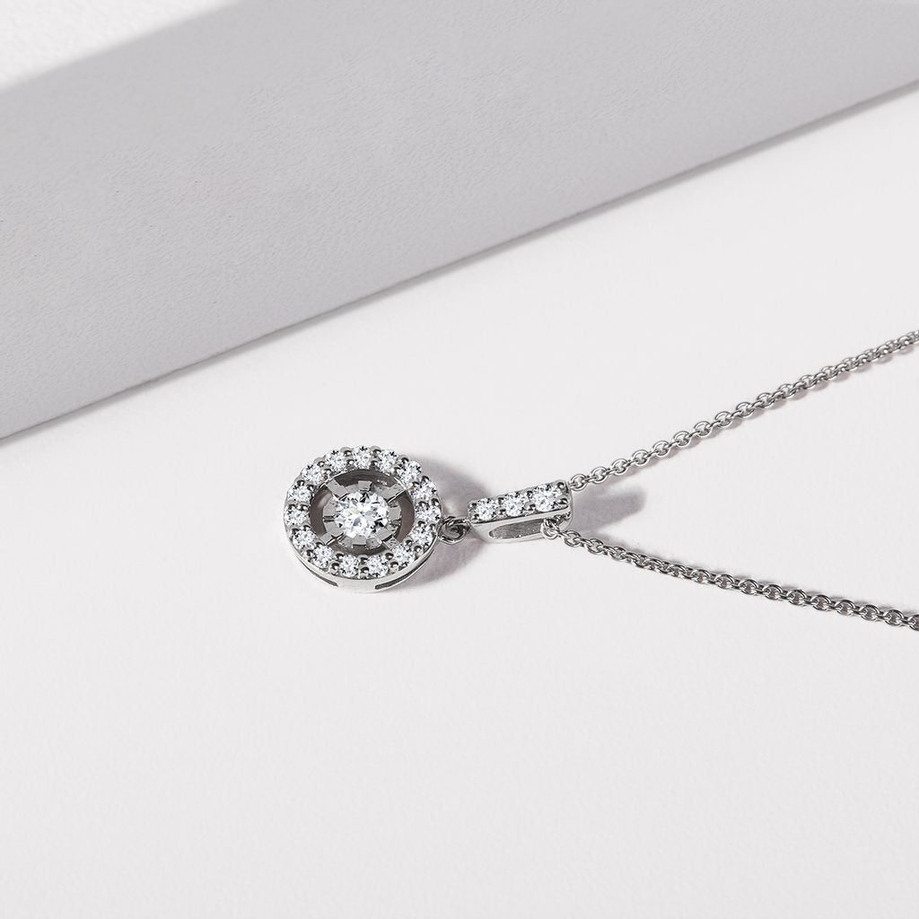 0.34 TCW Round Moissanite Diamond Halo Pendent Necklace - farrellouise