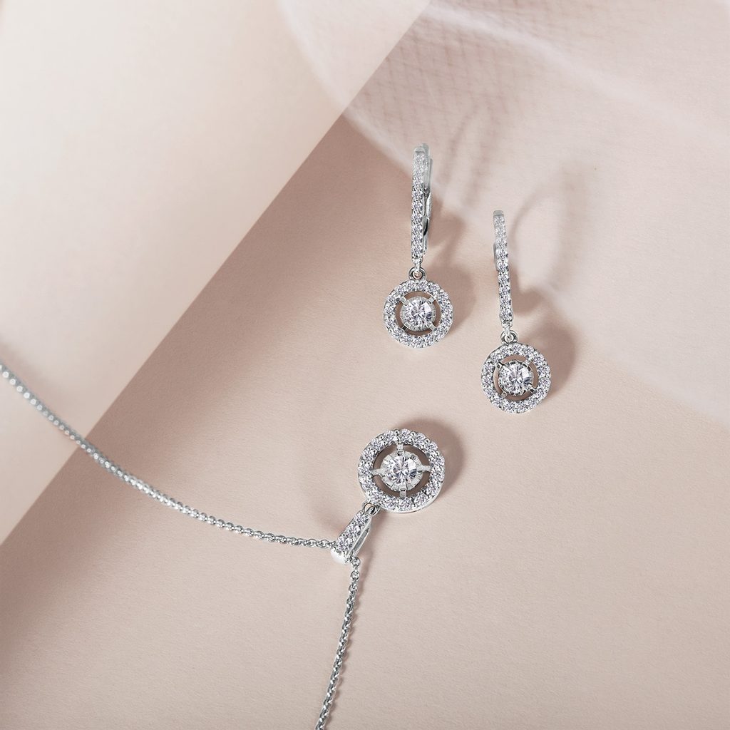 0.34 TCW Round Moissanite Diamond Halo Pendent Necklace - farrellouise