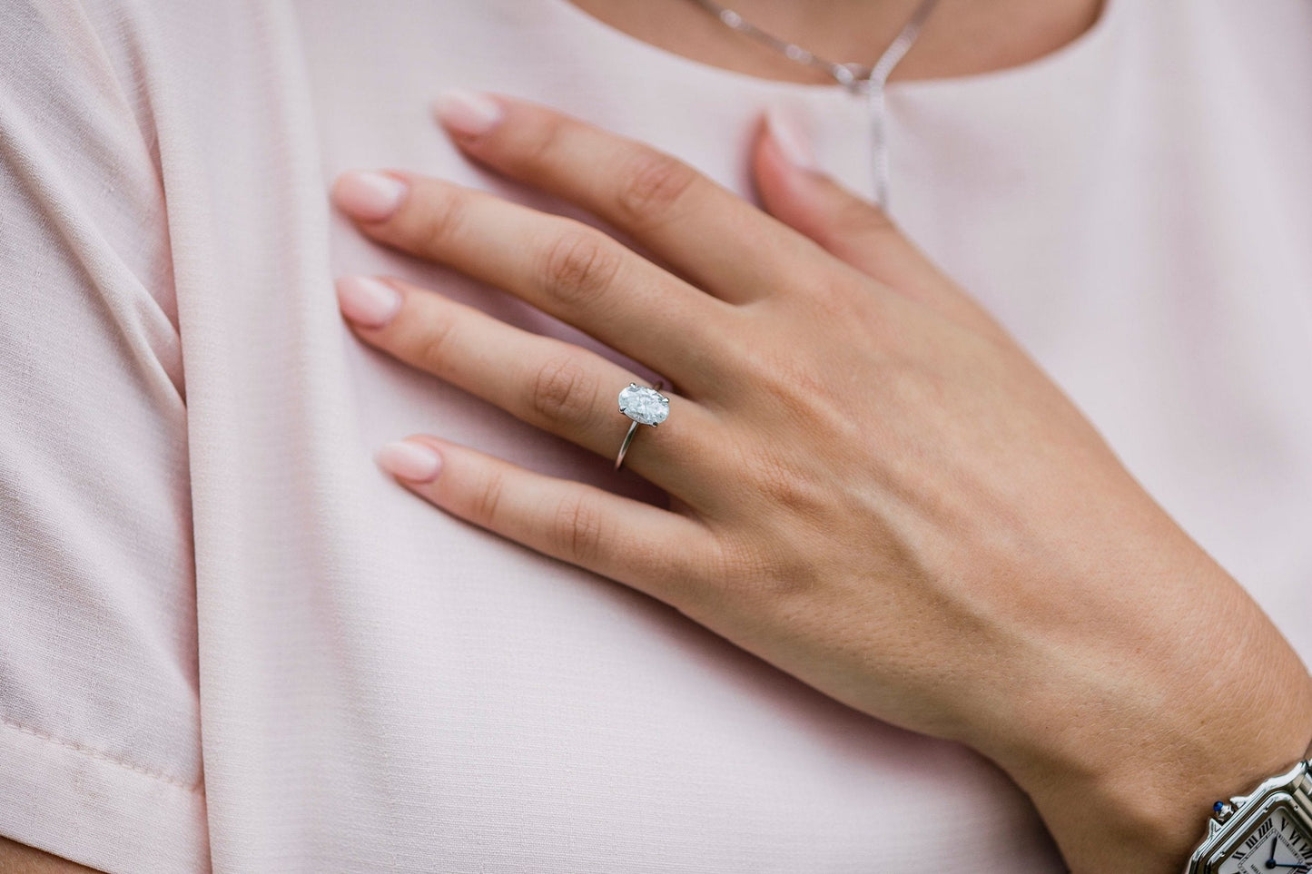 2.10 CT Oval Solitaire Hidden Halo Moissanite Engagement Ring - farrellouise