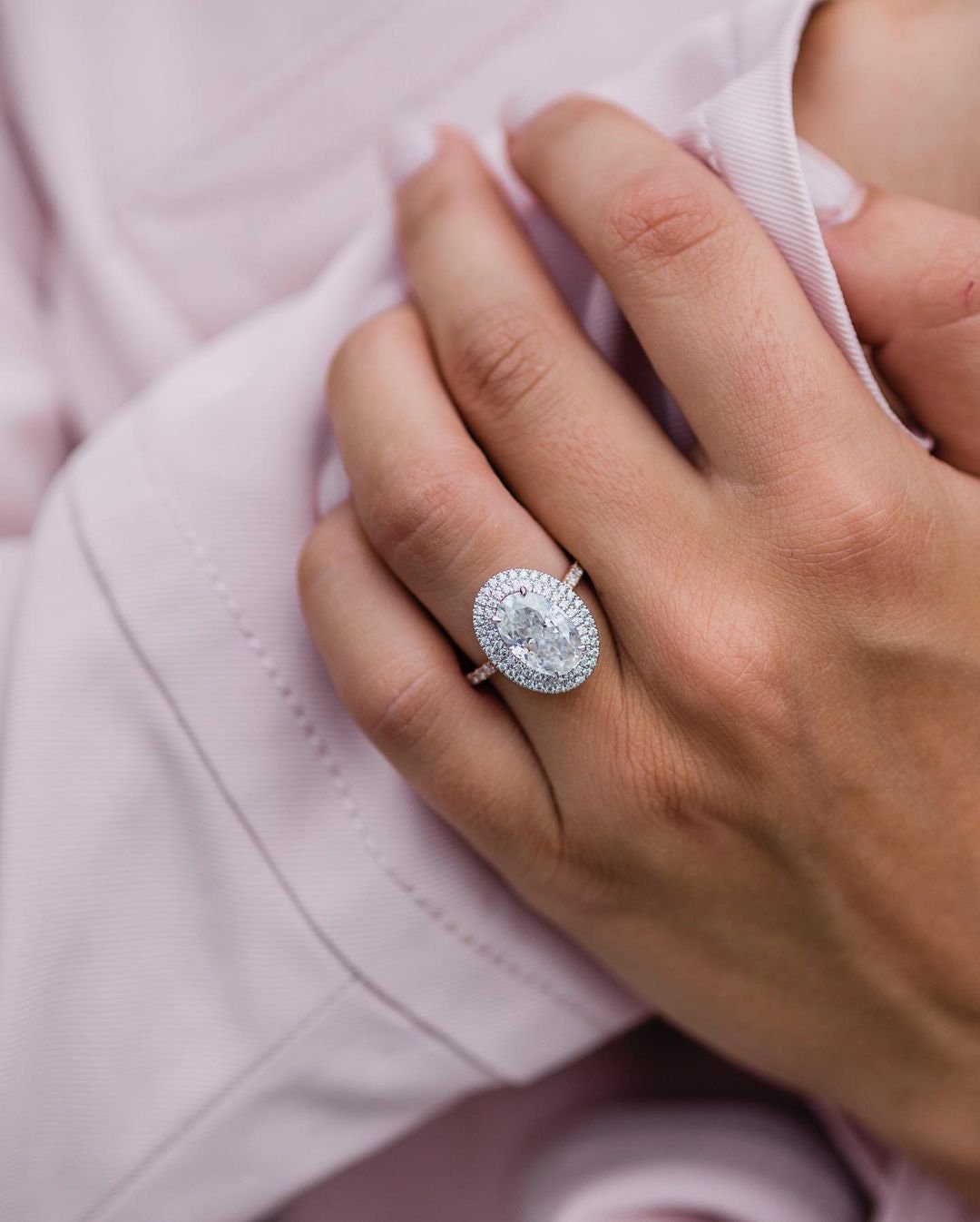 1.85 - 3.85 CT Oval Double Halo Moissanite Engagement Ring - farrellouise