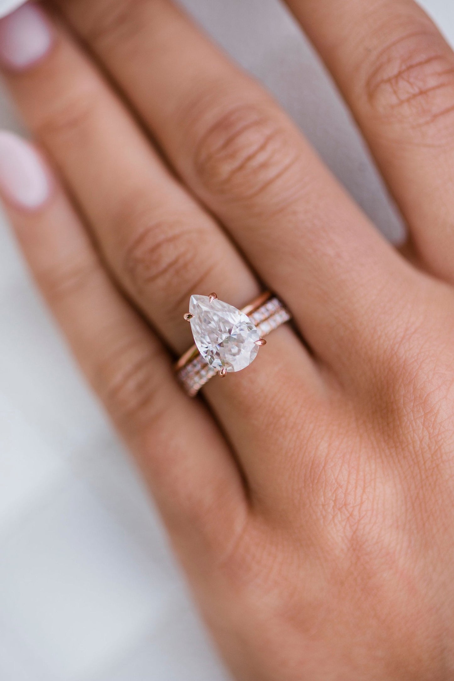 3.20 CT Pear Solitaire Moissanite Engagement Ring - farrellouise