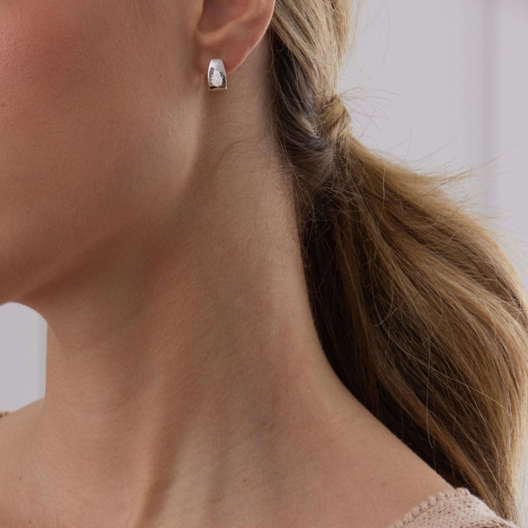 0.14 TCW Round Moissanite Diamond Huggie Earrings - farrellouise