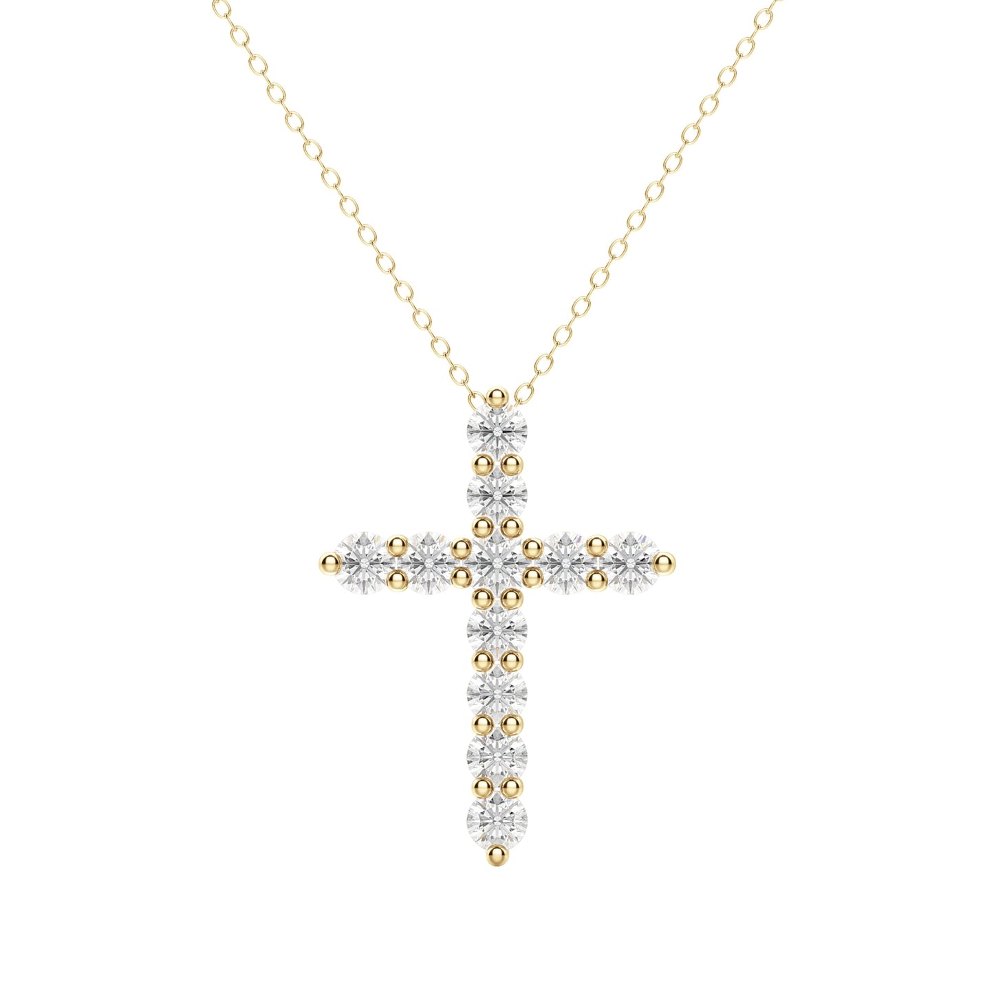 0.17 CT Round Cut Cross Pendant Moissanite Diamond Necklace - farrellouise