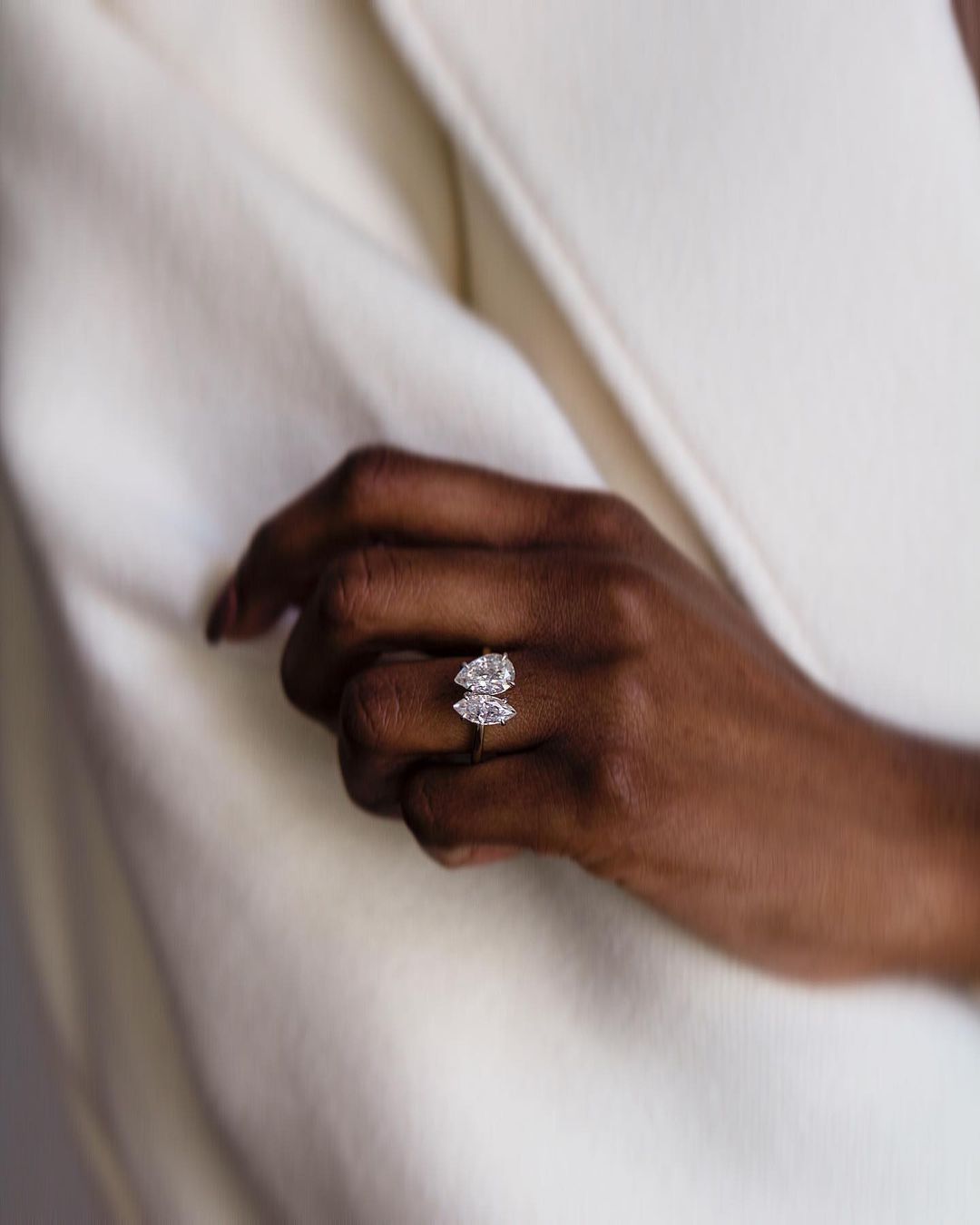 3.45 CT Pear & Marquise Two Stone Moissanite Engagement Ring - farrellouise